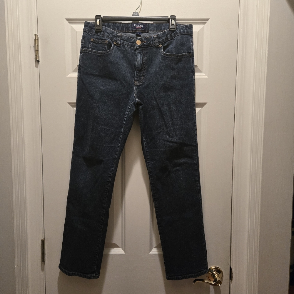 Chaps Denim Madden Straight Leg Jeans Women's 12 Dark Blue Wash High Rise Zipper